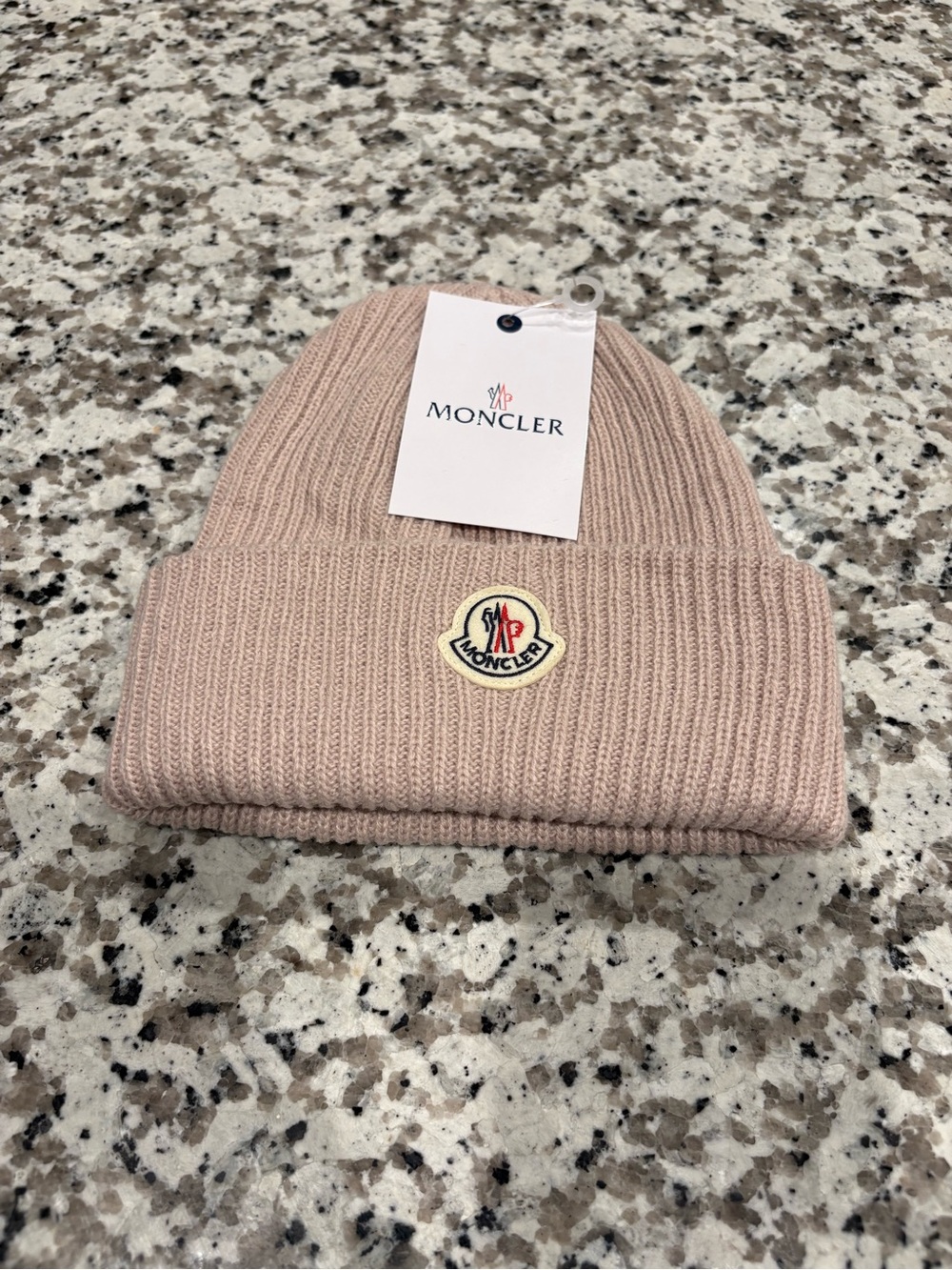 Moncler Women's Blush Ribbed Knit Cuff Beanie